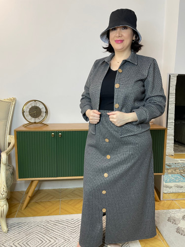 ست کت دامن فوتر گرم بالا داخل آستر دار