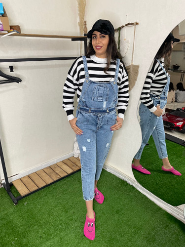 شلوار لی پیشبندی سه کاره