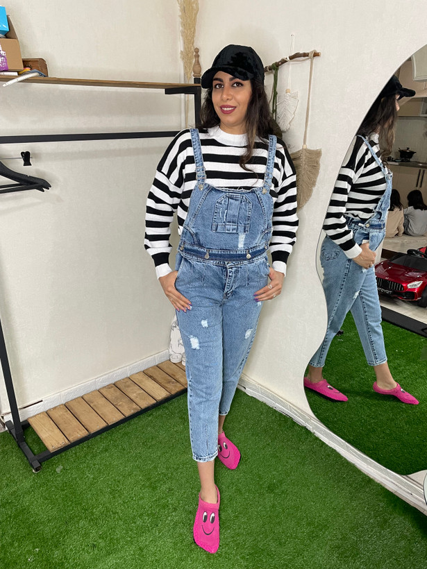 شلوار لی پیشبندی سه کاره